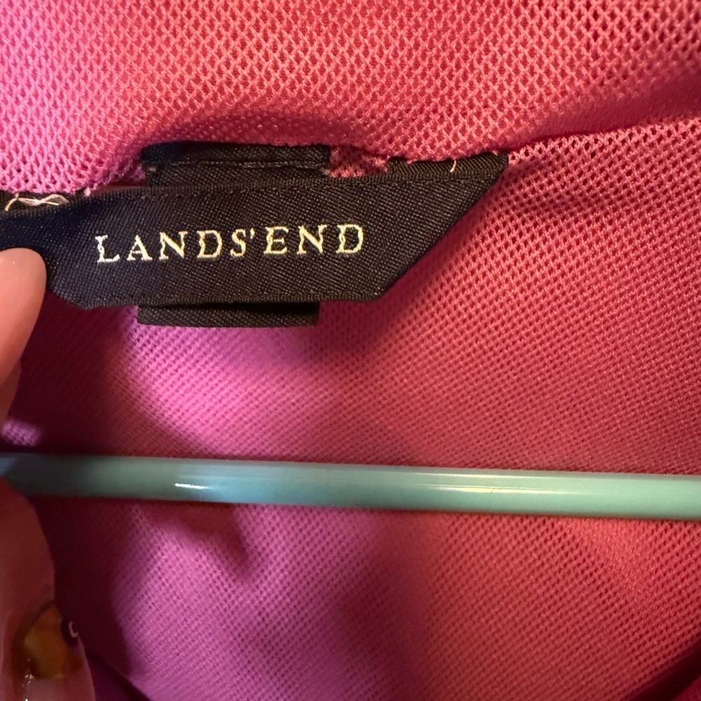 LANDS' END Pink Hooded Windbreaker Pullover Jacket size Large - Picture 3 of 11